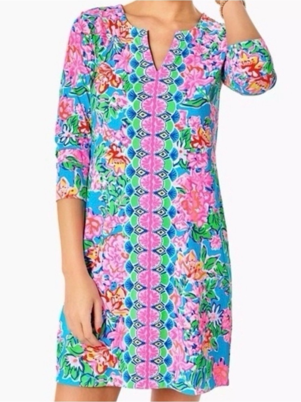 Lilly Pulitzer UPS 50+ Nadine dress in multi rose to the occasion Size large NWT